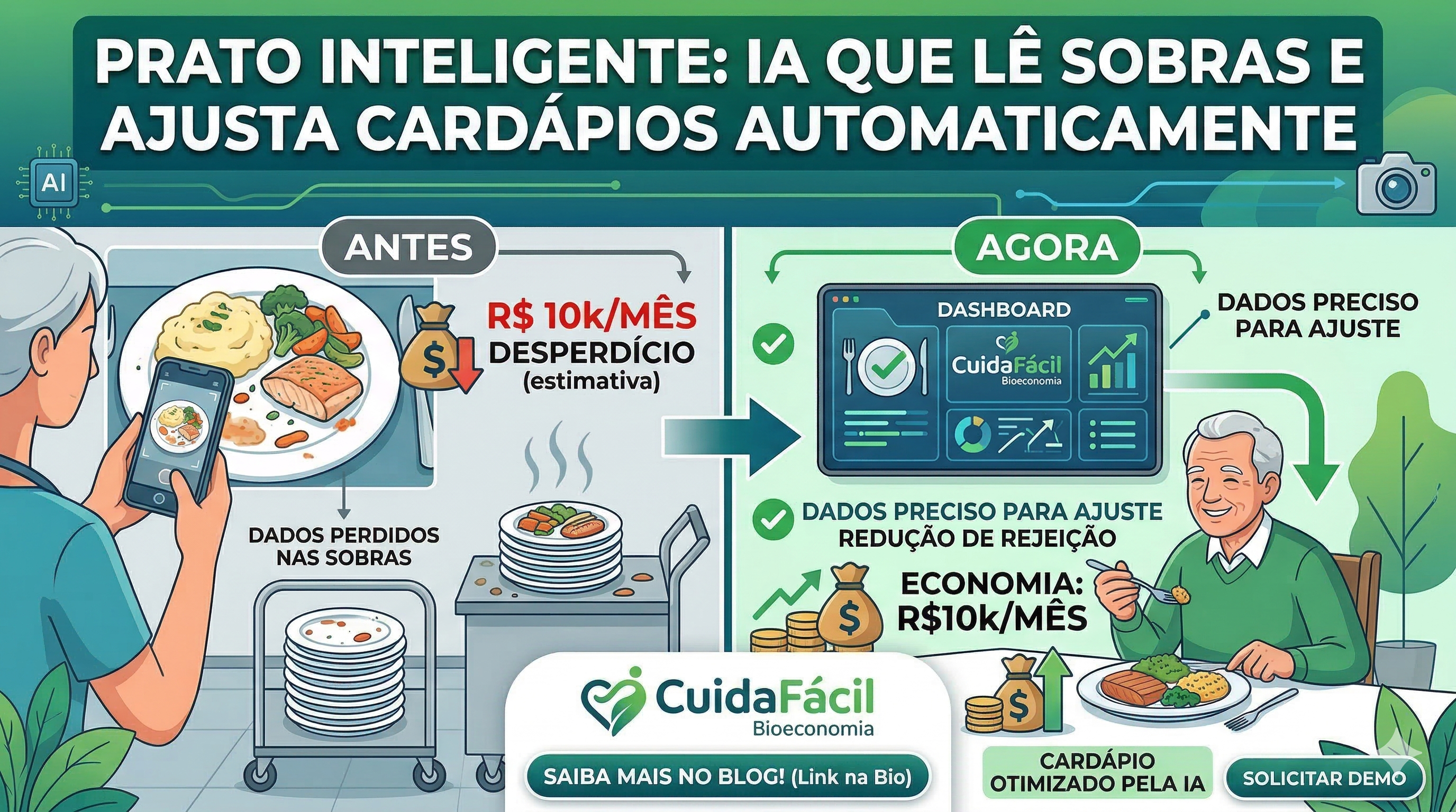 Prato Inteligente IA que Lê Sobras e Ajusta Cardápios Automaticamente