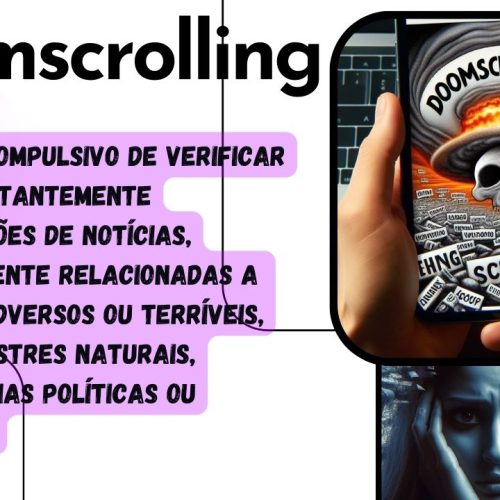 Doomscrolling descreve o hábito de rolar continuamente pelas mídias sociais ou outras plataformas digitais, consumindo conteúdo negativo e perturbador, como notícias ruins, tragédias, desastres